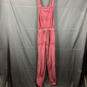 Red Washed Jumpsuit Wide Leg Lounge Outfit